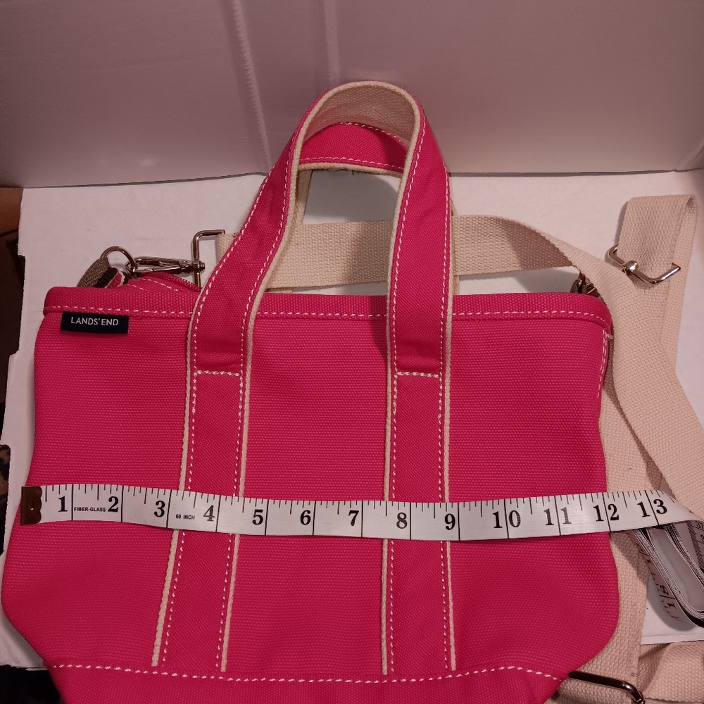 Lands End Small hot pink canvas tote w/removabl shoulder strap that I sewed on.